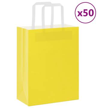 Sustainable Yellow Paper Bags with Handles - 50 pcs | HipoMarket