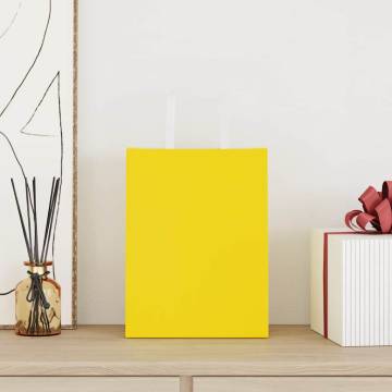 Sustainable Yellow Paper Bags with Handles - 50 pcs | HipoMarket