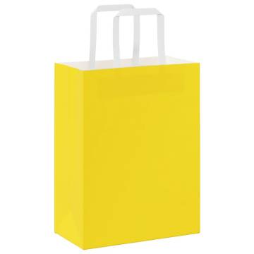 Sustainable Yellow Paper Bags with Handles - 50 pcs | HipoMarket