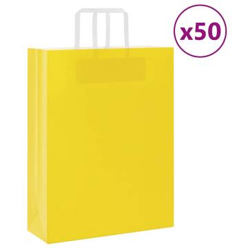 Yellow Paper Bags with Handles - 50 pcs | Eco-Friendly Packing