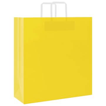 Yellow Paper Bags with Handles - 250 pcs | Durable & Eco-Friendly