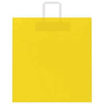 Yellow Paper Bags with Handles - 250 pcs | Durable & Eco-Friendly