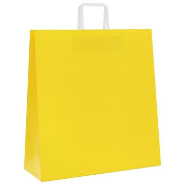 Yellow Paper Bags with Handles - 250 pcs | Durable & Eco-Friendly