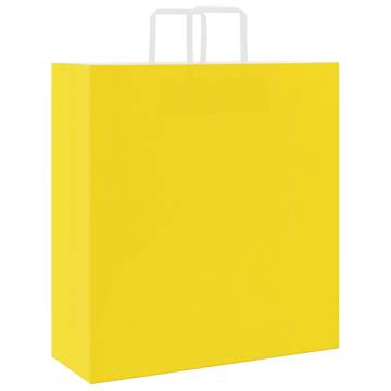 Yellow Paper Bags with Handles - 250 pcs | Durable & Eco-Friendly