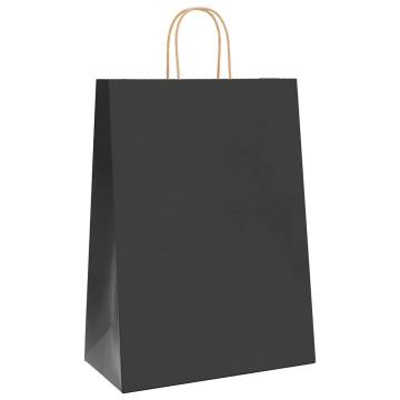 Black Paper Bags with Handles | 50 pcs, Durable & Eco-friendly