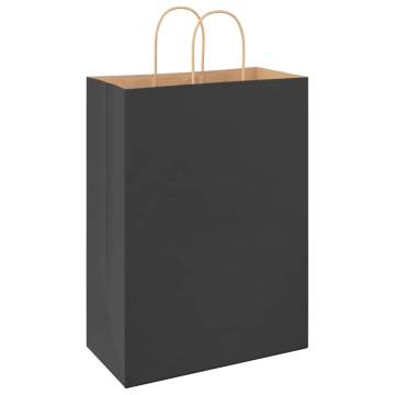 Black Paper Bags with Handles | 50 pcs, Durable & Eco-friendly