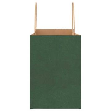 Eco-Friendly Green Paper Bags with Handles - 250 pcs