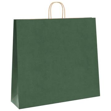 Eco-Friendly Green Paper Bags with Handles – 250 pcs