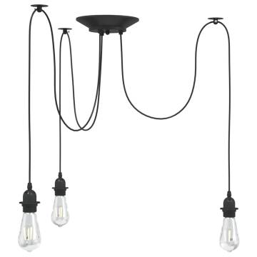 Vintage Pendant Lamp with 3 E27 Holders - Black Metal