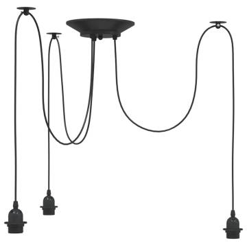 Vintage Pendant Lamp with 3 E27 Holders - Black Metal