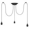 Vintage Pendant Lamp with 3 E27 Holders - Black Metal