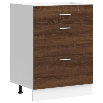 Brown Oak Kitchen Base Cabinet - Stylish & Durable Storage