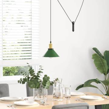 Height Adjustable Pendant Lamp E27 Gloss Green - Hipomarket