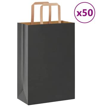 Paper Bags 50 Pcs with Handles Black - Durable & Eco-Friendly