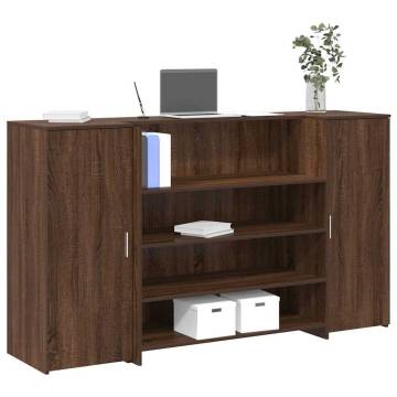 Brown Oak Reception Desk 180x50 cm - Durable & Stylish