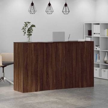 Brown Oak Reception Desk 180x50 cm - Durable & Stylish