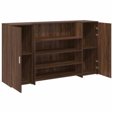 Brown Oak Reception Desk 180x50 cm - Durable & Stylish