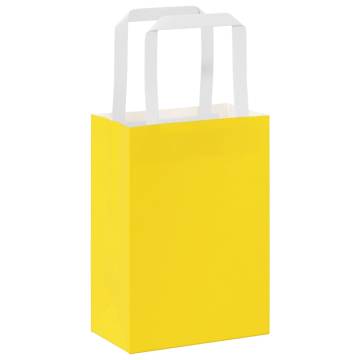 50 Yellow Paper Bags with Handles - Eco-Friendly & Durable