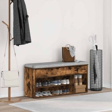 Shoe Bench Smoked Oak - Stylish Storage Solution | Hipo Market