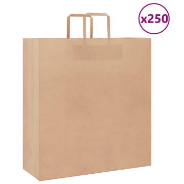 Brown Paper Bags with Handles - 250 pcs - Eco-Friendly Packaging