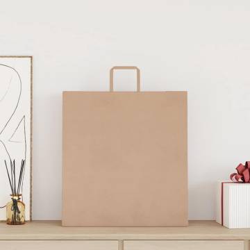 Brown Paper Bags with Handles - 250 pcs - Eco-Friendly Packaging