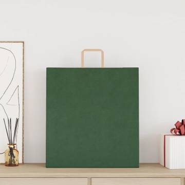 50 Green Paper Bags with Handles - Durable & Eco-Friendly