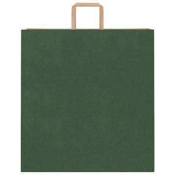 50 Green Paper Bags with Handles - Durable & Eco-Friendly