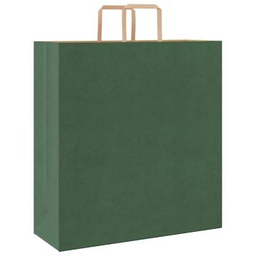 50 Green Paper Bags with Handles - Durable & Eco-Friendly