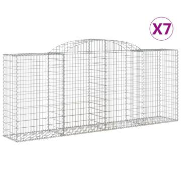 Arched Gabion Baskets - 7 pcs Galvanised Iron 300x50x120/140 cm