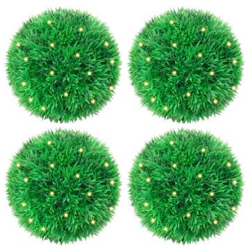 Artificial Boxwood Balls with LED Lights - 4 pcs Green 12 cm