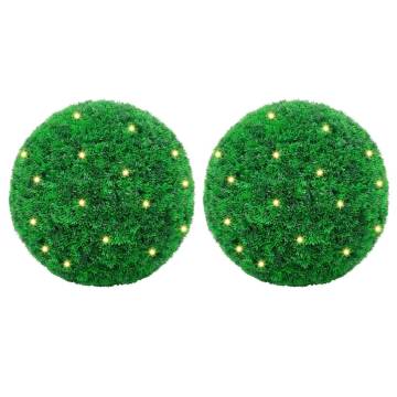 Artificial Boxwood Balls with LED Lights - 2 pcs Green 27cm