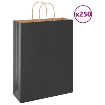 Eco-Friendly Black Paper Bags with Handles | 250 pcs - Hipo Market