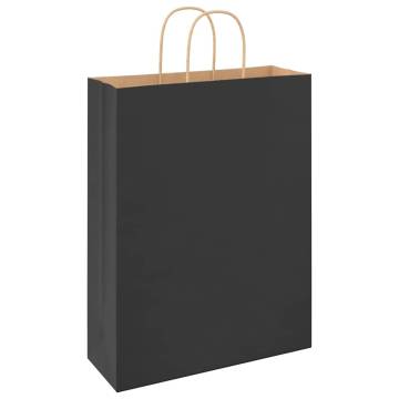 Eco-Friendly Black Paper Bags with Handles | 250 pcs - Hipo Market