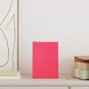 250 Pink Paper Bags with Handles - Eco-Friendly & Durable