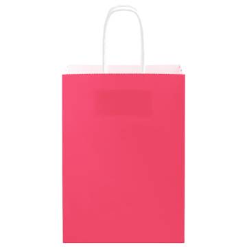 250 Pink Paper Bags with Handles - Eco-Friendly & Durable