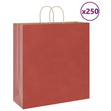 Paper Bags with Handles - 250 pcs Red | Hipomarket