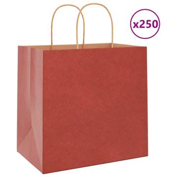 Red Paper Bags with Handles - 250 pcs | Hipo Market