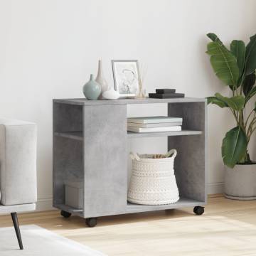 Concrete Grey Side Table with Wheels – 70x35x60 cm