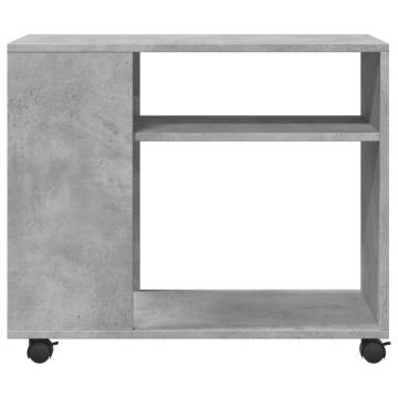 Concrete Grey Side Table with Wheels – 70x35x60 cm