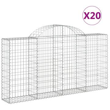 Arched Gabion Baskets - 20 pcs Galvanised Iron 200x30x100 cm