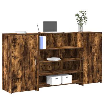 Smoked Oak Reception Desk - 200x50 cm | HipoMarket