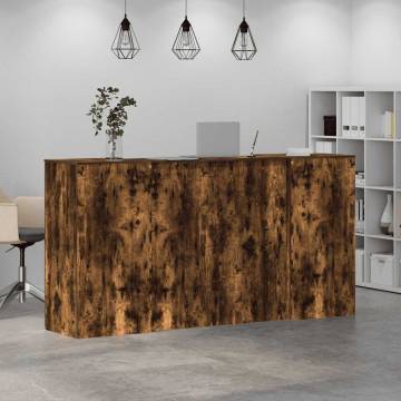 Smoked Oak Reception Desk - 200x50 cm | HipoMarket