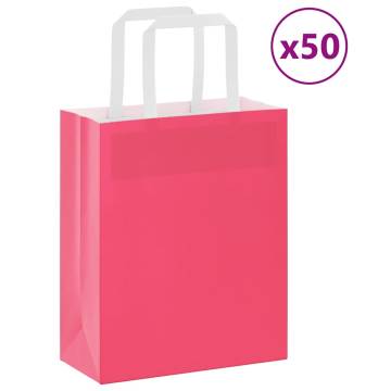 Pink Paper Bags 50 pcs with Handles - Eco-Friendly & Durable