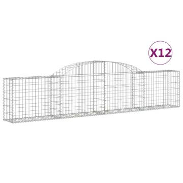 Arched Gabion Baskets - 12 pcs Galvanised Iron 300x30x60/80 cm