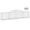 Arched Gabion Baskets - 12 pcs Galvanised Iron 300x30x60/80 cm