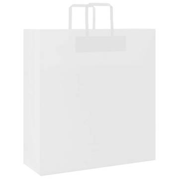 White Paper Bags with Handles - 50 pcs | HipoMarket UK