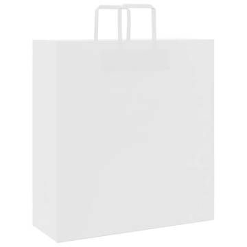 White Paper Bags with Handles - 50 pcs | HipoMarket UK