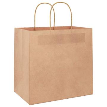 250 Brown Paper Bags with Handles - Eco-Friendly Packaging