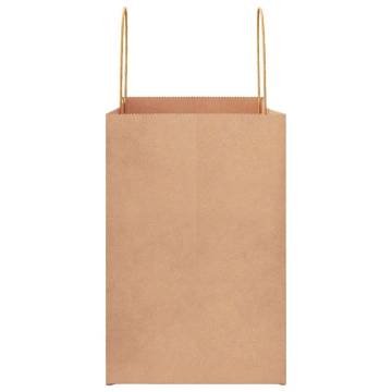 250 Brown Paper Bags with Handles - Eco-Friendly Packaging