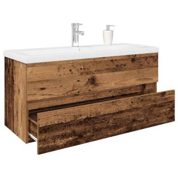 Stylish Sink Cabinet with Basin & Faucet - Old Wood Finish